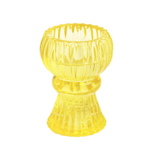 Small Yellow Glass Candle Holder