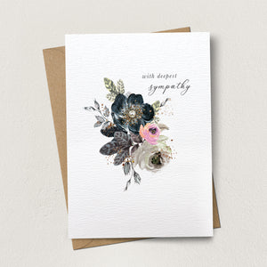 With Deepest Sympathy Floral Motif Card