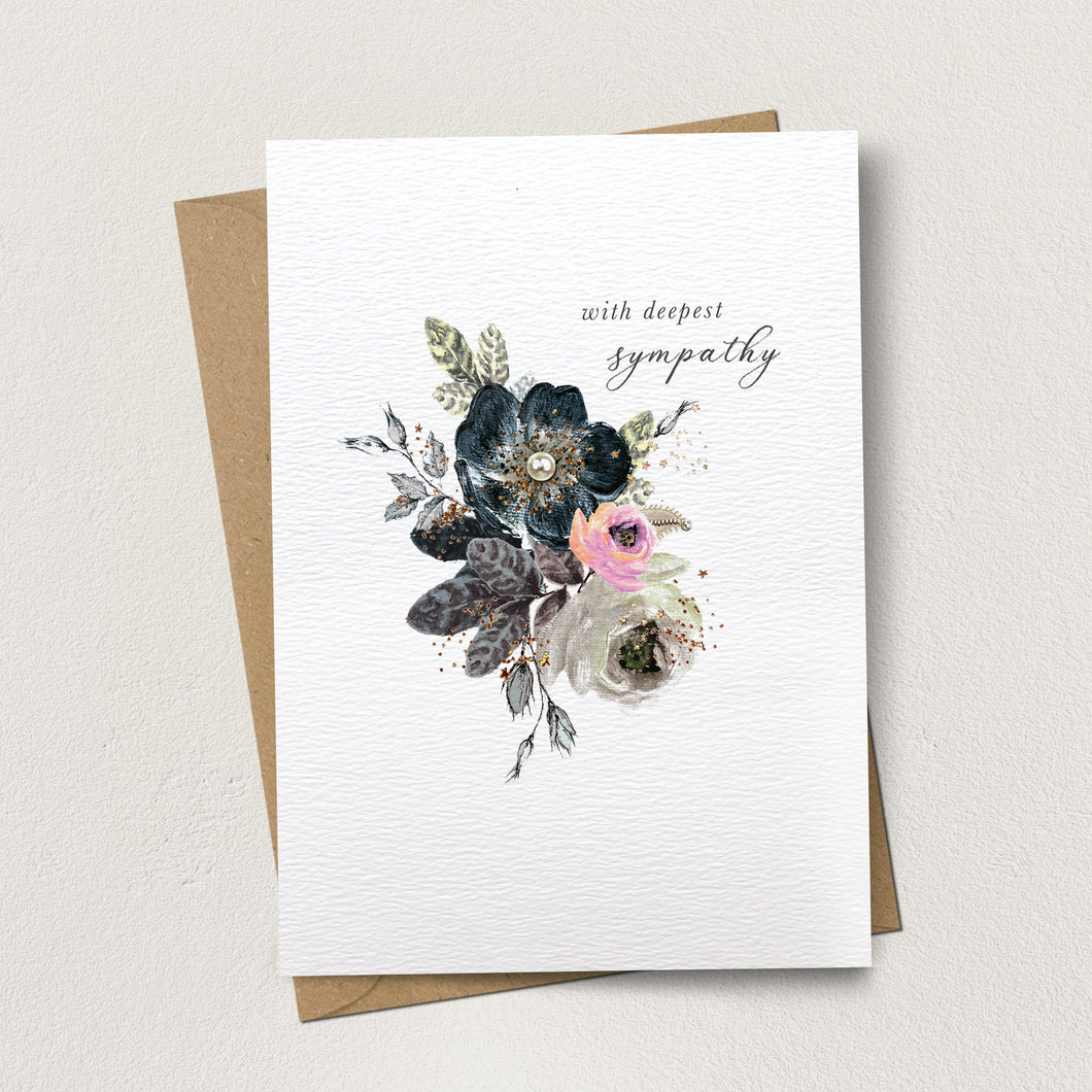 With Deepest Sympathy Floral Motif Card