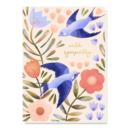 With Sympathy Swallows Card