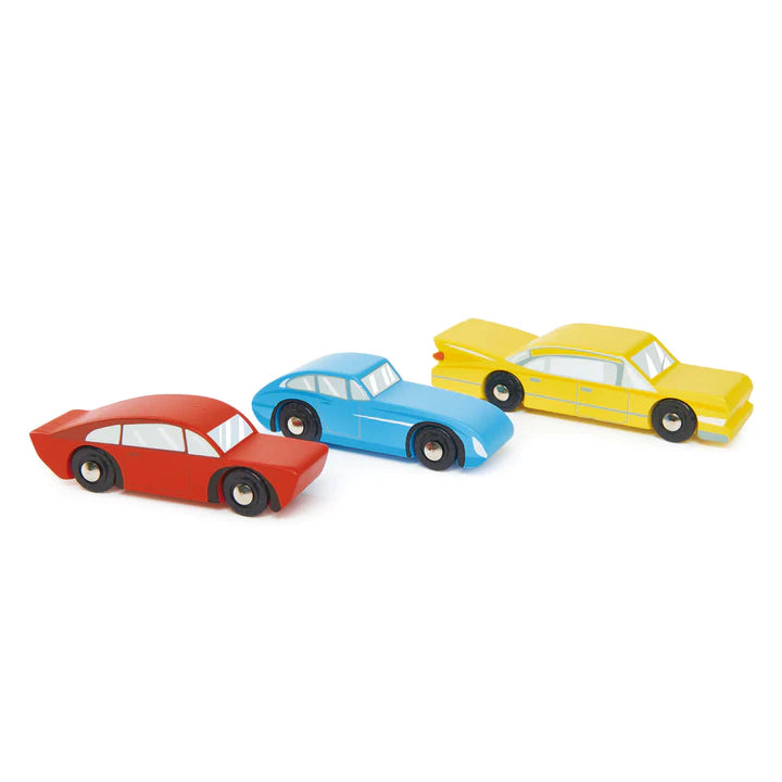 Set Of 3 Wooden Retro Cars