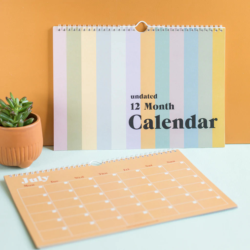 Undated Pastel Rainbow Wall Calendar