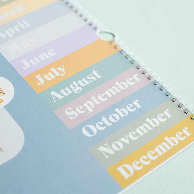 Undated Pastel Rainbow Wall Calendar