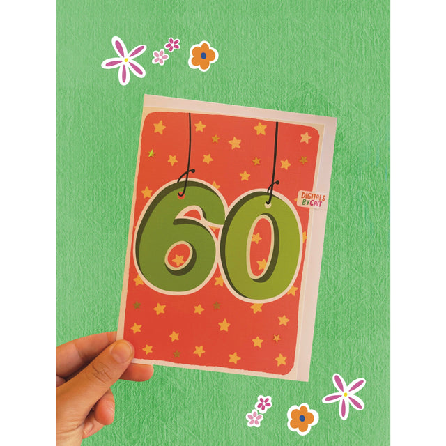 Age 60 Star Embellished Card