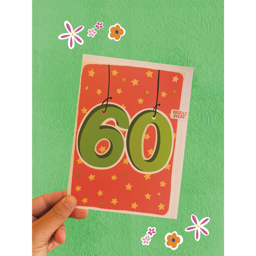 Age 60 Star Embellished Card