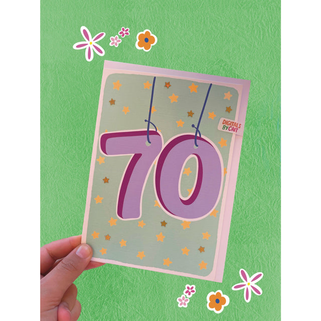 Age 70 Star Embellished Card