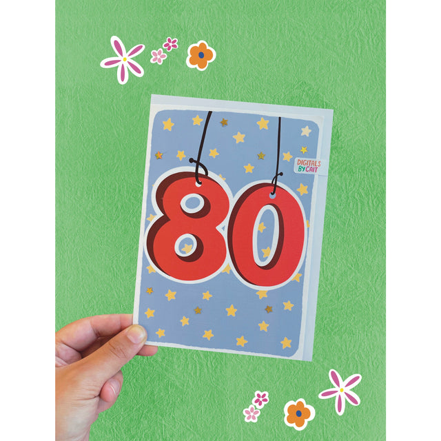 Age 80 Star Embellished Card