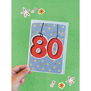Age 80 Star Embellished Card