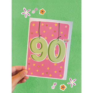 Age 90 Star Embellished Card