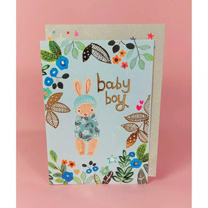 New Baby Blue Foil Bunny Card