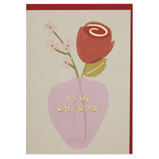 To My Valentine Single Rose Card