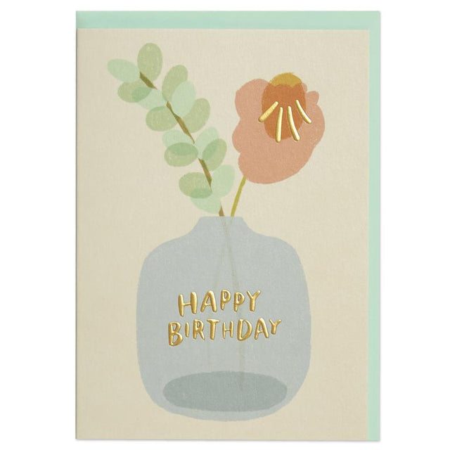 Happy Birthday Floral Vase Card