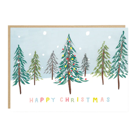 Happy Christmas Snowy Woodland Card