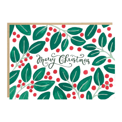 Leaves And Berries Christmas Card