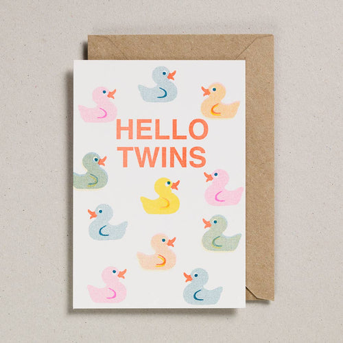 Fluorescent Hello Twins Ducks Card