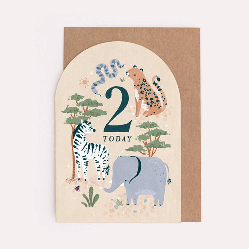 Age 2 Wild Animals Birthday Card