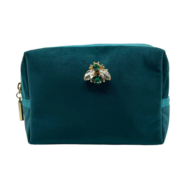 Large Velvet Teal Pouch & Luna Bee Pin