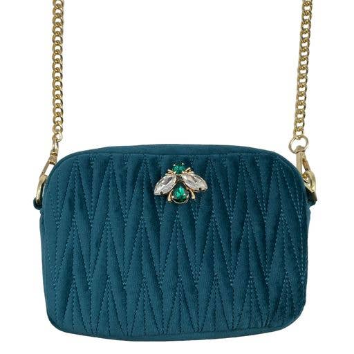 Velvet Teal Rivington Bag & Sparkly Pin