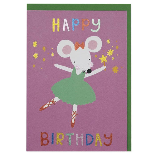 Ballerina Mouse Birthday Card