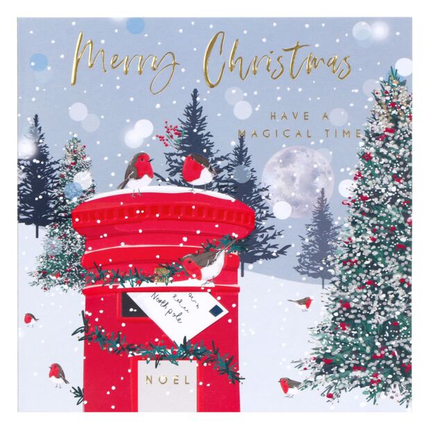 Robins On Post Box Set Of 8 Boxed Christmas Cards