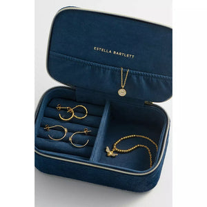 Navy Bee Embroidered Velvet Jewellery Box