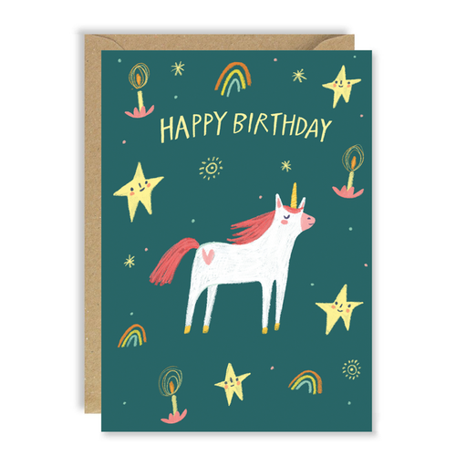 Happy Birthday Unicorn Stars Card