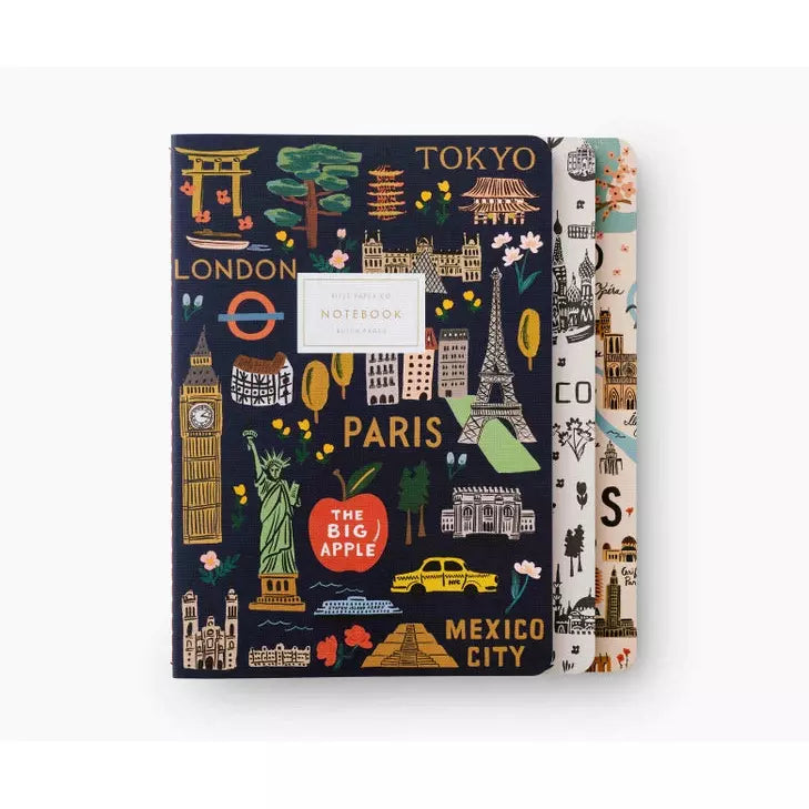 Bon Voyage Set Of 3 Stitched Notebook Set