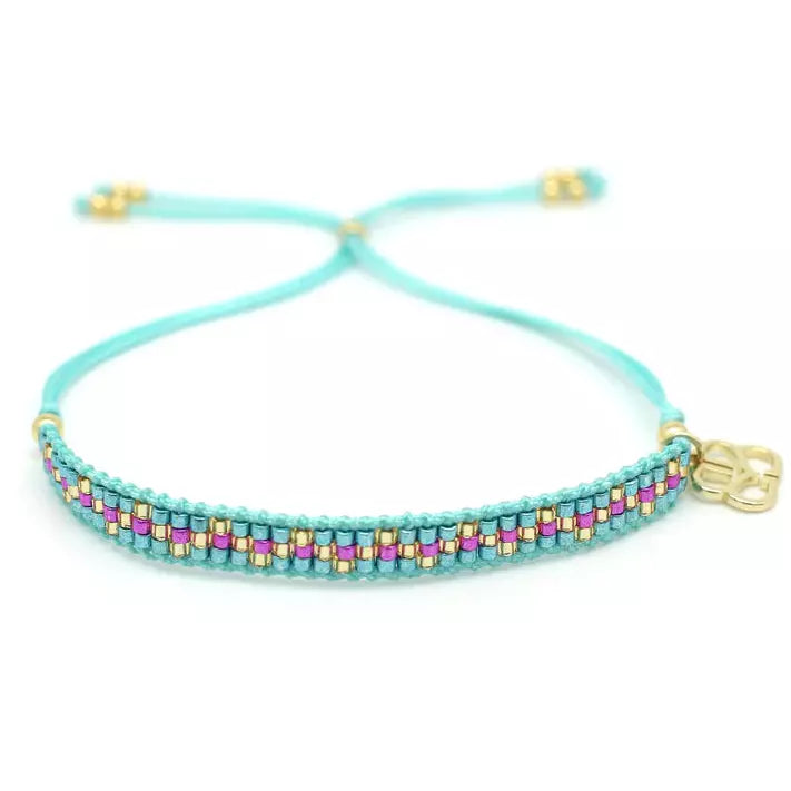 Crus Turquoise & Hot Pink Beaded Friendship Bracelet