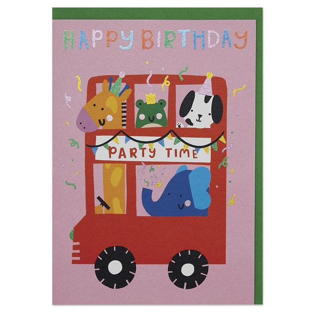 Happy Birthday Party Time Bus Card