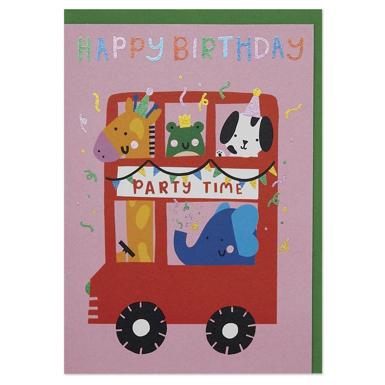 Happy Birthday Party Time Bus Card