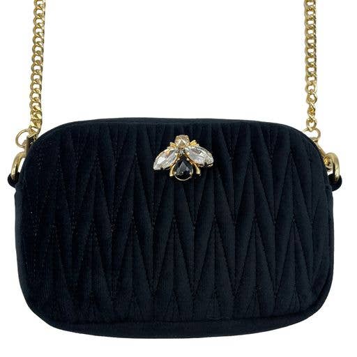 Velvet Black Rivington Bag & Sparkly Pin