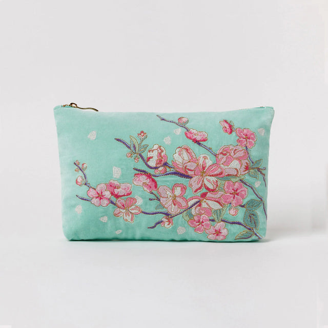 Cherry Blossom Mint Velvet Everyday Pouch