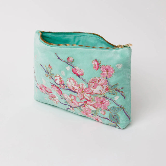 Cherry Blossom Mint Velvet Everyday Pouch