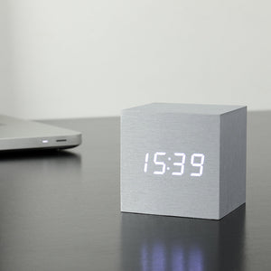 Aluminium Cube Click Clock