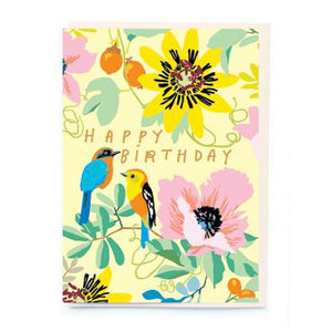 Happy Birthday Tropical Birds Card