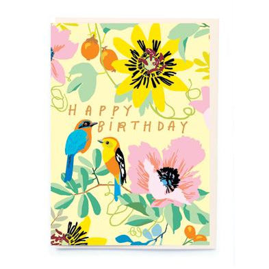 Happy Birthday Tropical Birds Card
