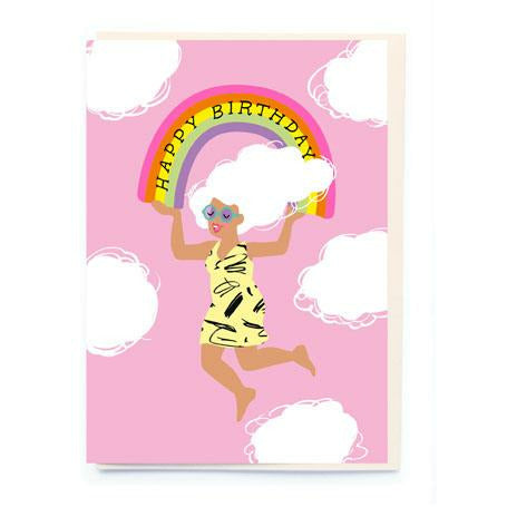 Happy Birthday Girl With Rainbow Card