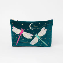 Load image into Gallery viewer, Dragonfly Moon Blue Velvet Everyday Pouch