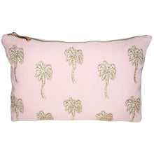Load image into Gallery viewer, Palm Tree Pink Velvet Travel Pouch
