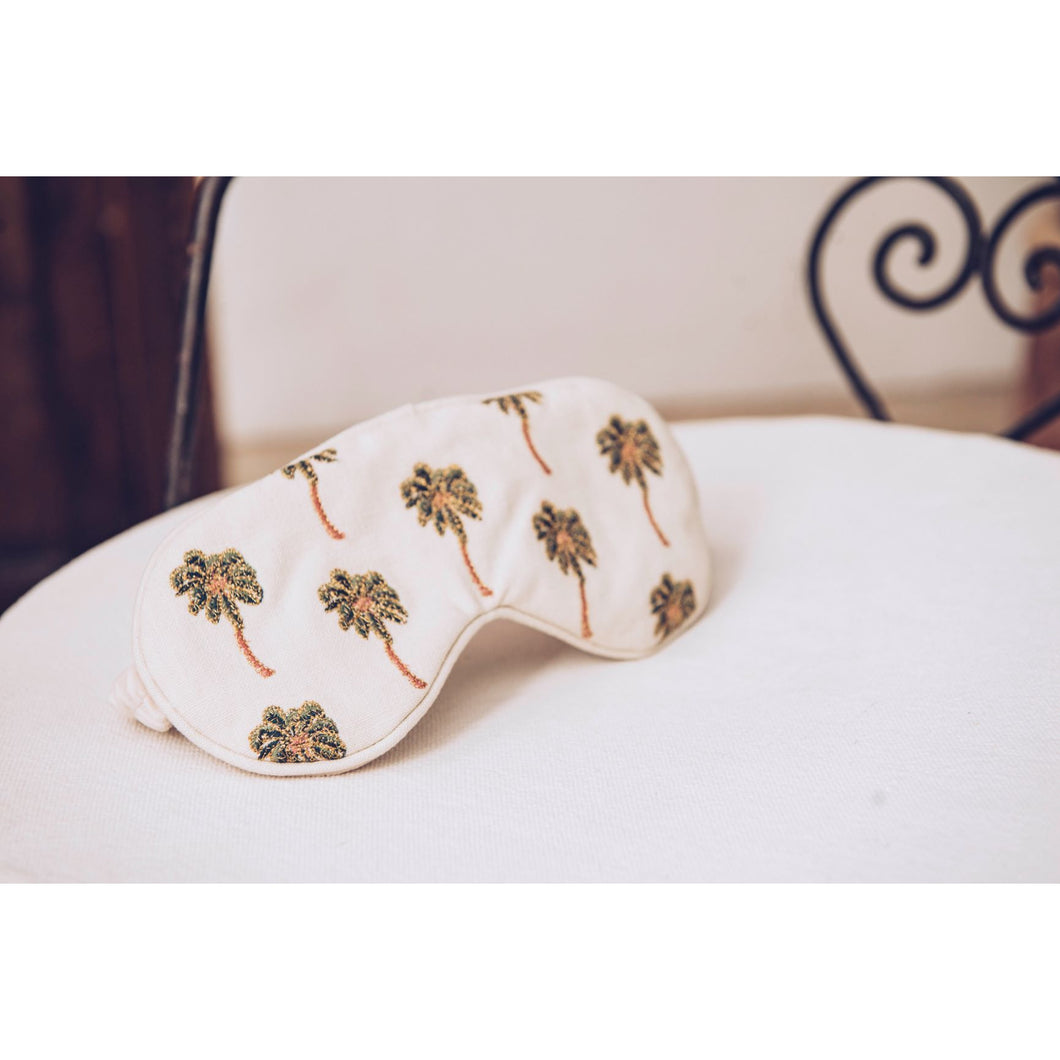 Tropical Palm Cream Embroidered Eye Mask