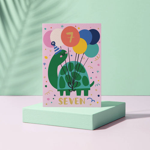 Age 7 Turtle Birthday Card