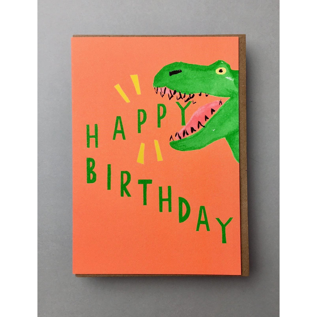 Happy Birthday Orange Dino Card