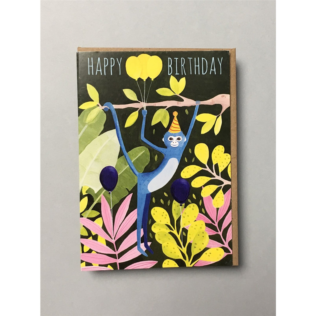 Happy Birthday Blue Monkey Card
