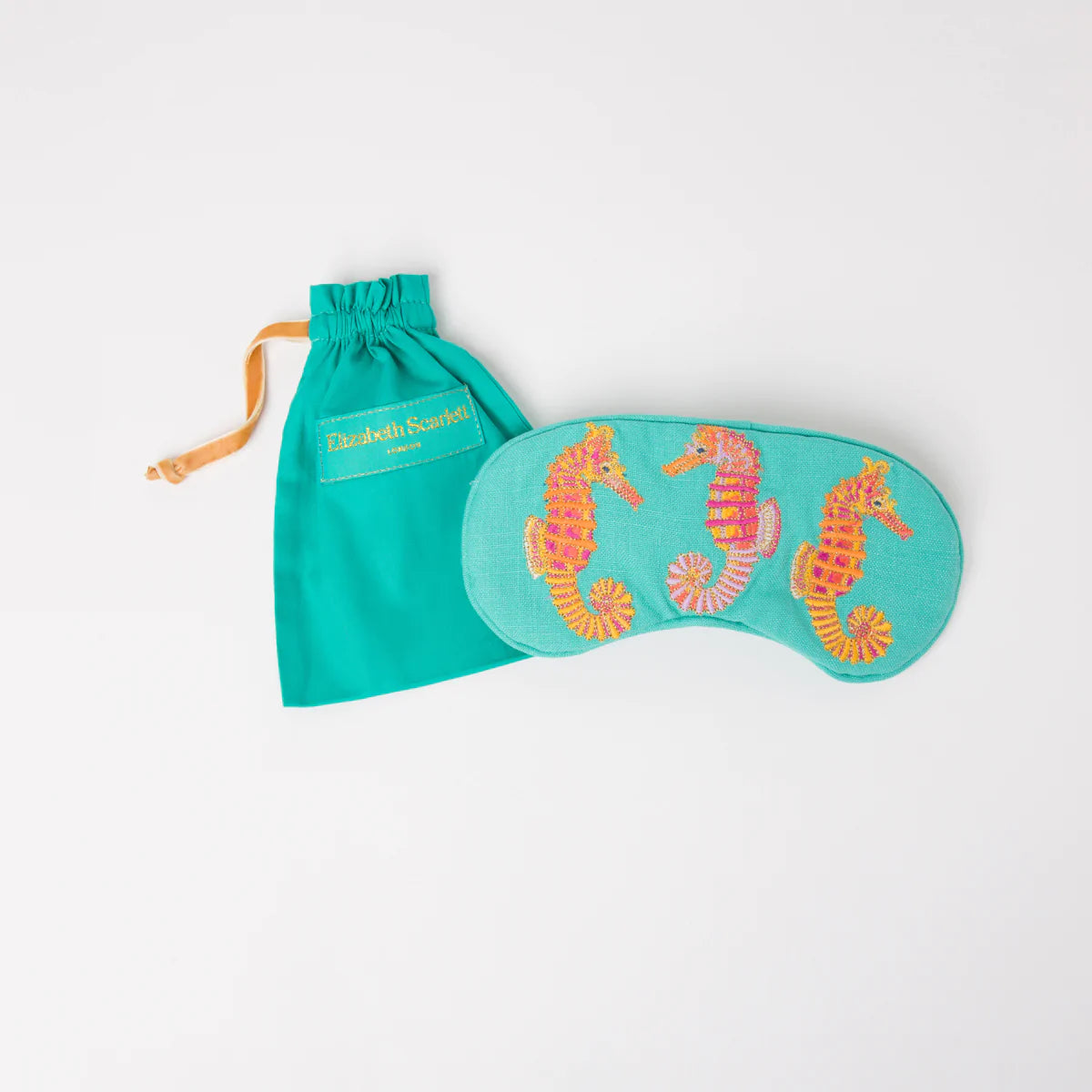 Seahorse Turquoise Embroidered Eye Mask