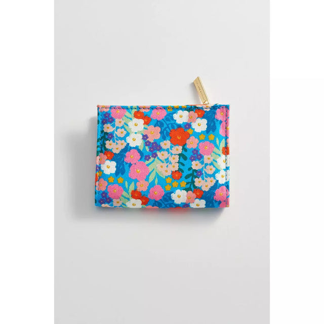 Bright Blue Floral Print Folded Wallet