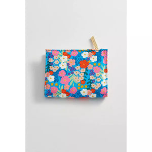 Bright Blue Floral Print Folded Wallet