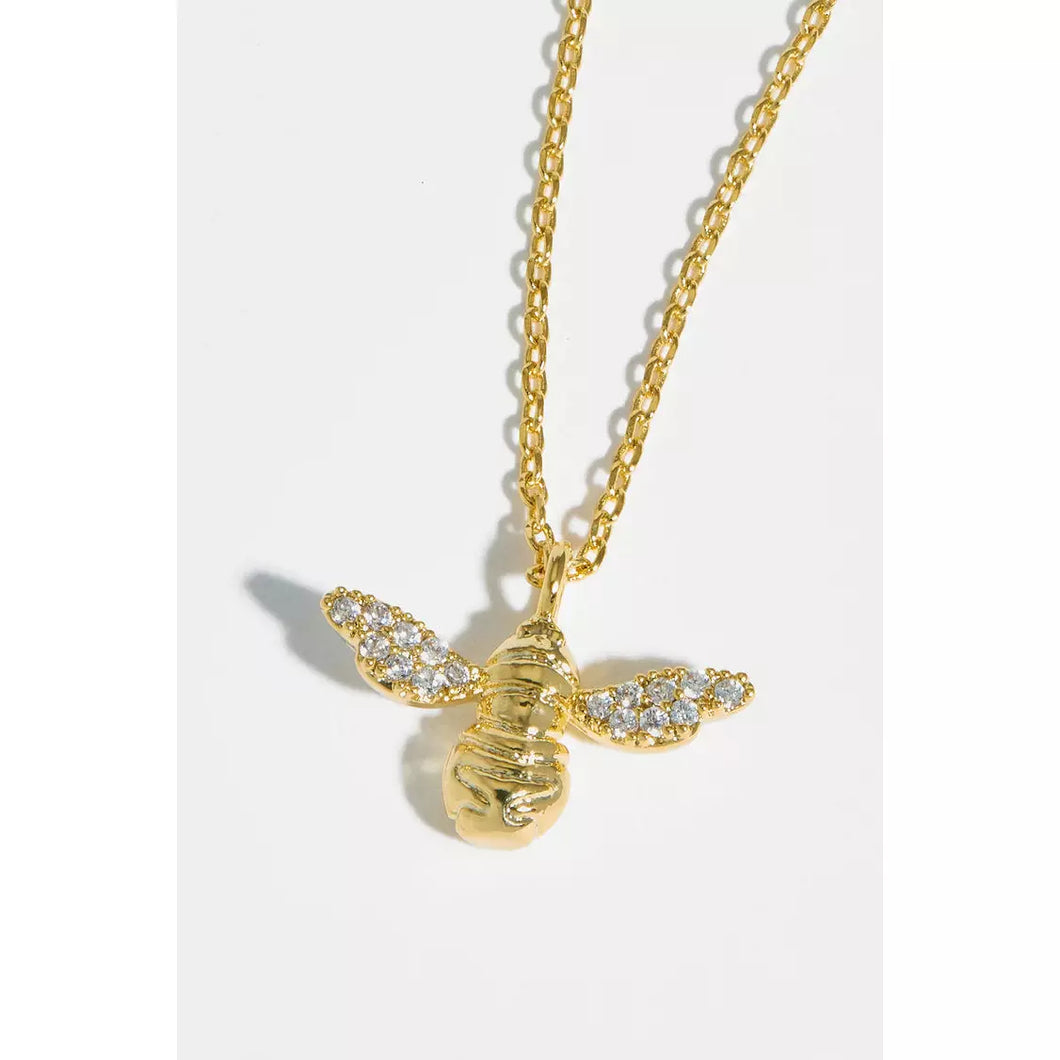 Bee With Sparkly Wings Gold Plated Necklace