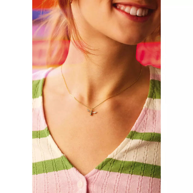 Bee With Sparkly Wings Gold Plated Necklace