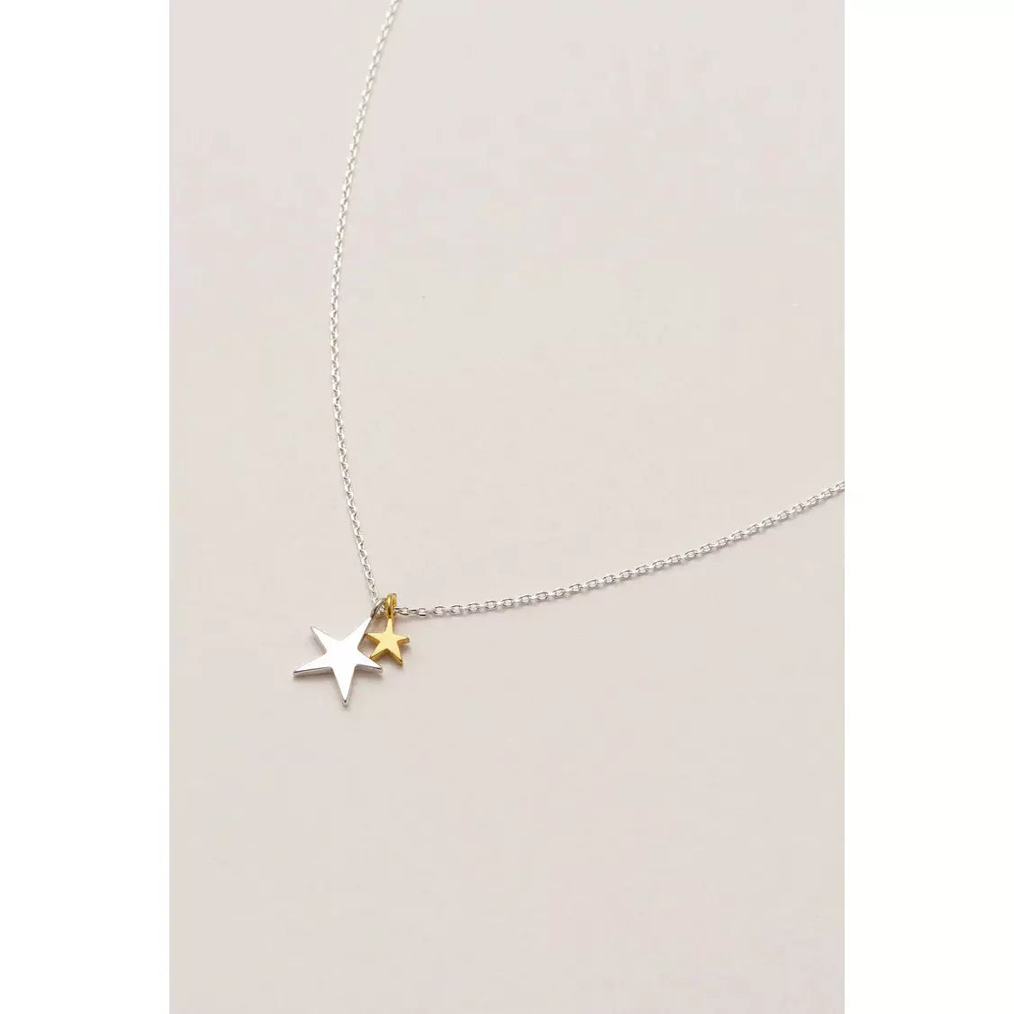 Two Toned Silver And Gold Double Star Necklace