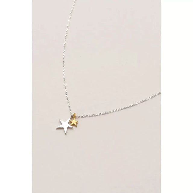 Two Toned Silver And Gold Double Star Necklace